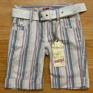 NEW Bongo Girls Size 7 Striped Shorts with Gemmed Belt
